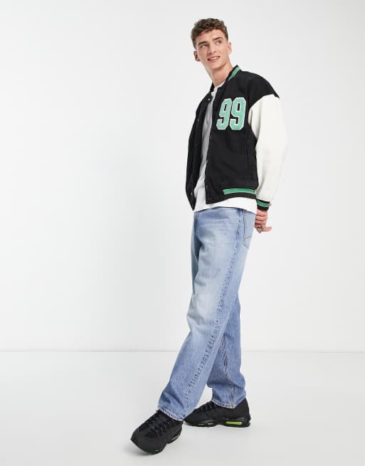 Contrast sleeve shop varsity jacket