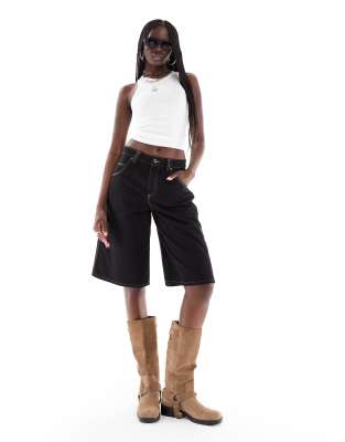 Bershka Contrast Stitch Longline Baggy Shorts
