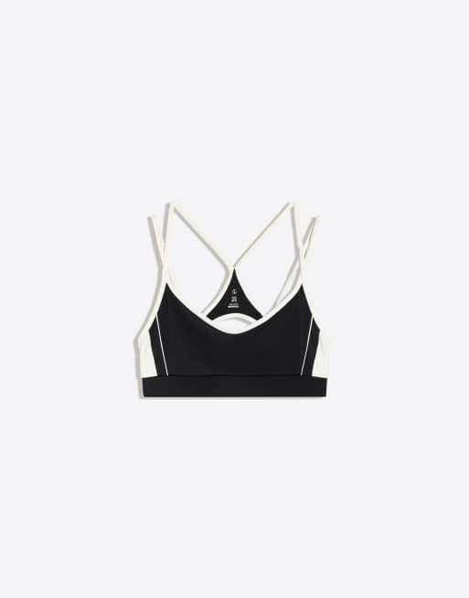 Bershka Contrast technical fabric top in black, 5 of 5