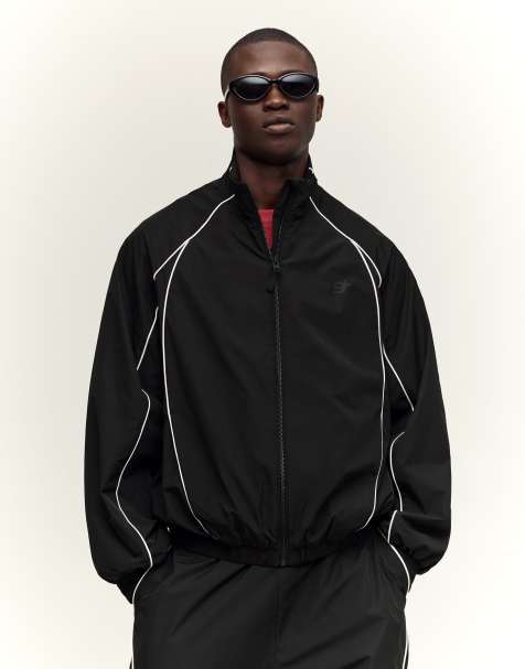 Bershka Contrast technical jacket in black - view 1