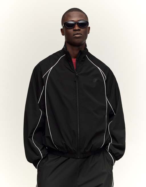 Bershka Contrast technical jacket in black, 2 of 3