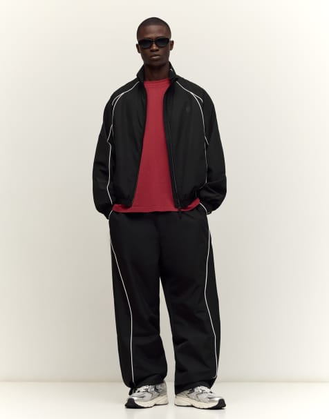 Bershka Contrast technical jacket in black - view 1