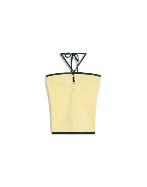Bershka contrasterende bandeautop van knit in geel, 5 van 5