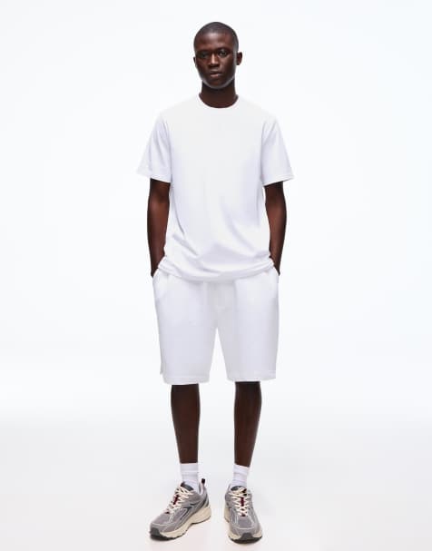 Bershka Coordinated t-shirt and shorts set in white