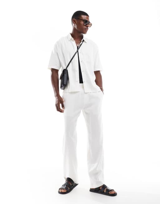 Bershka - Coordinato bianco in misto lino