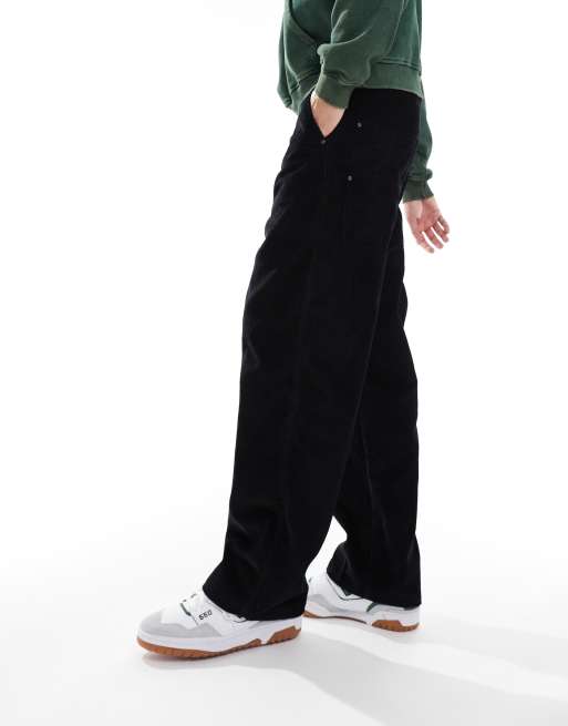 Bershka – Cord-Hose in Schwarz mit weitem Bein 