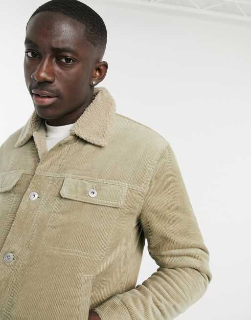 Levi's cord borg on sale trucker jacket in beige