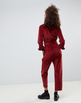 bershka red jumpsuit