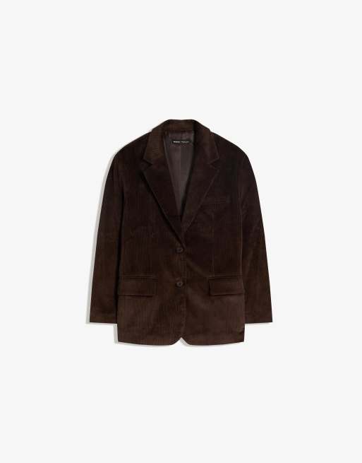 Bershka - Corduroy blazer in bruin, 4 van 4