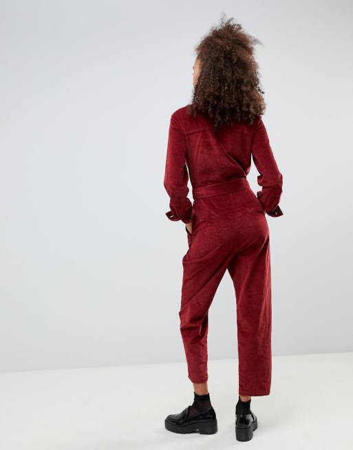 Bershka cheap velvet jumpsuit