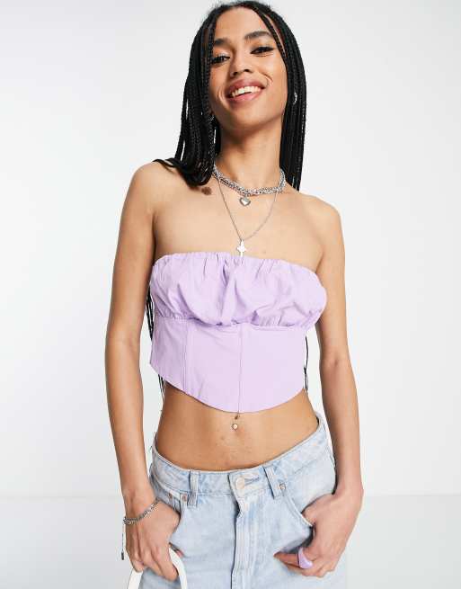 Bershka - Corset d'ensemble à fronces - Lilas
