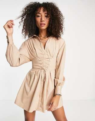 bershka corset shirt dress