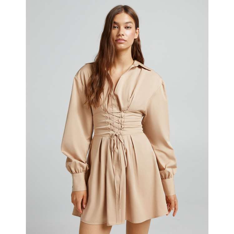 Robe beige bershka new arrivals