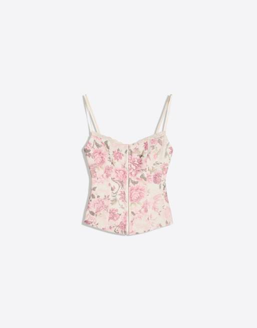 Bershka Corset-style strappy top in pink, 5 of 5