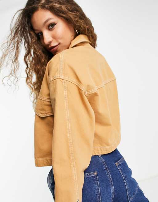 Topshop yellow leather clearance jacket