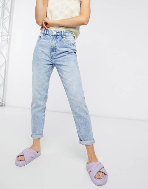 Bershka comfort fit mom jean in light blue