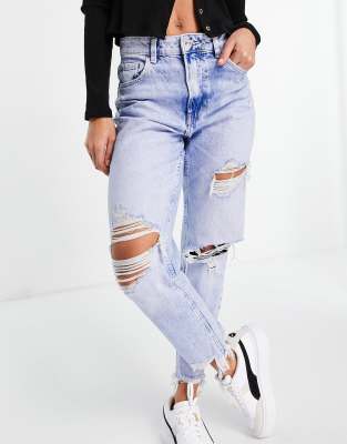 bershka distressed mom jean