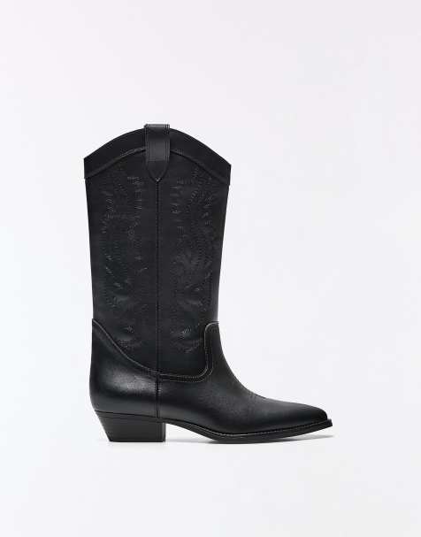 Bershka – Cowbody-Stiefel in Schwarz - view 1