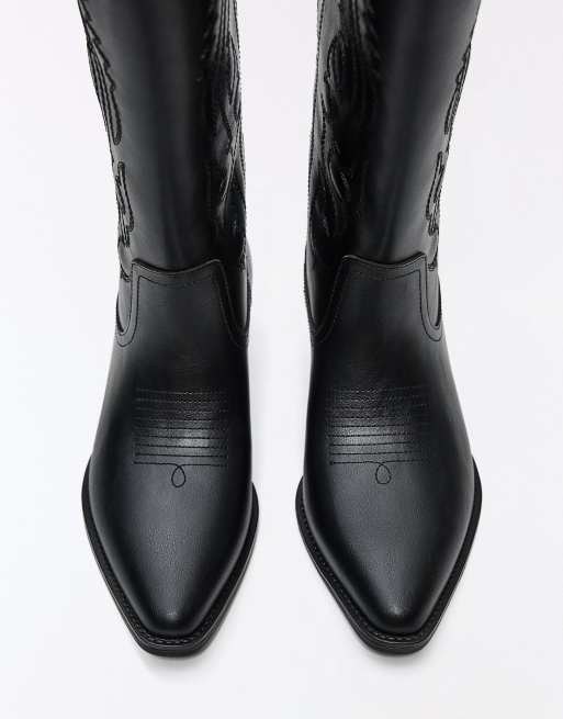 Bershka Cowboy boots in black, 3 of 4