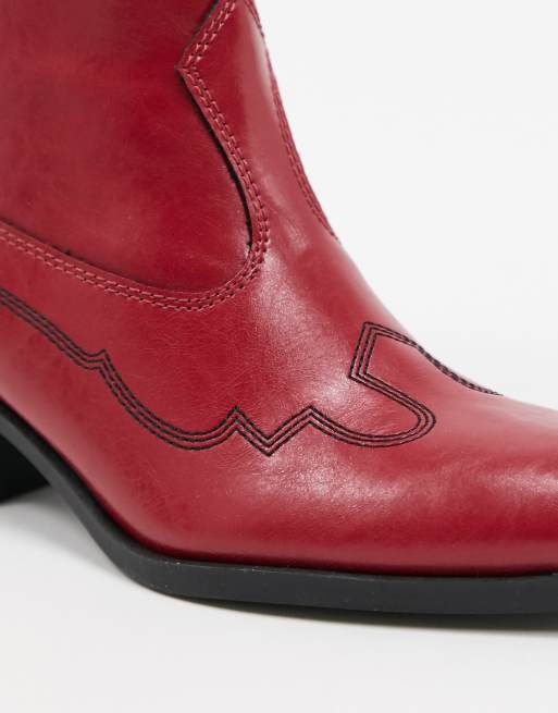 Bershka red sale boots