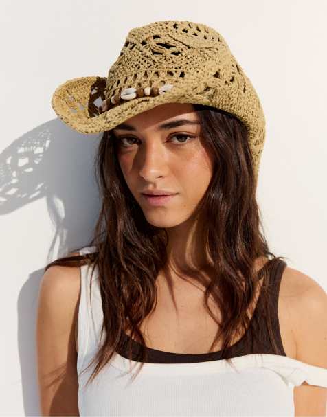 Bershka Cowboy hat with shells in camel - view 1