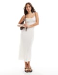 [Bershka] Bershka cowl neck lace overlay maxi dress in white S WHITE