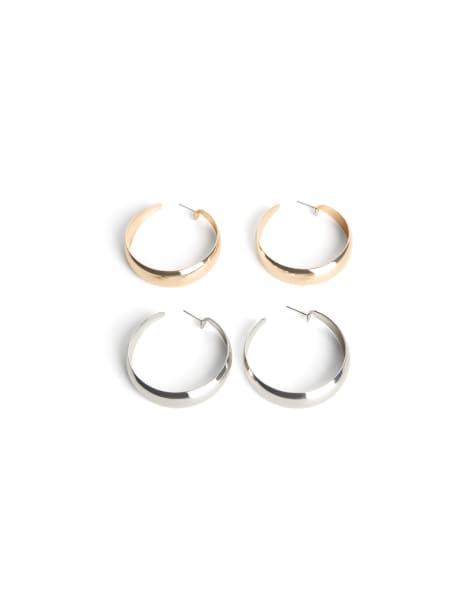 Bershka – Creolen in Goldoptik, 2-er Pack - view 1