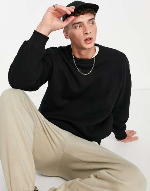 Bershka crew neck sweatshirt in black | ASOS