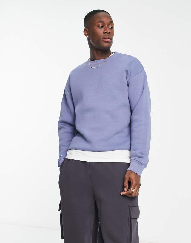 Bershka crew neck sweatshirt in blue