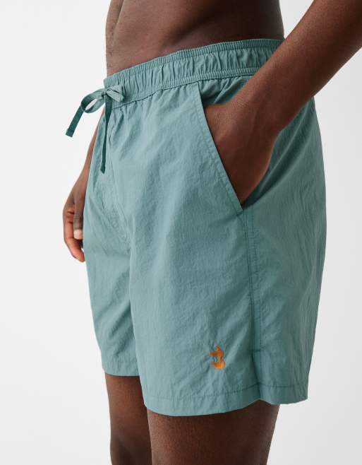Bershka Monochrome Boxy fit Board Shorts Men S Blue