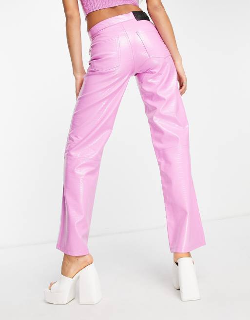 Faux leather sales pink pants