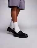 [Bershka] Bershka croc faux leather loafer in black 43 BLACK