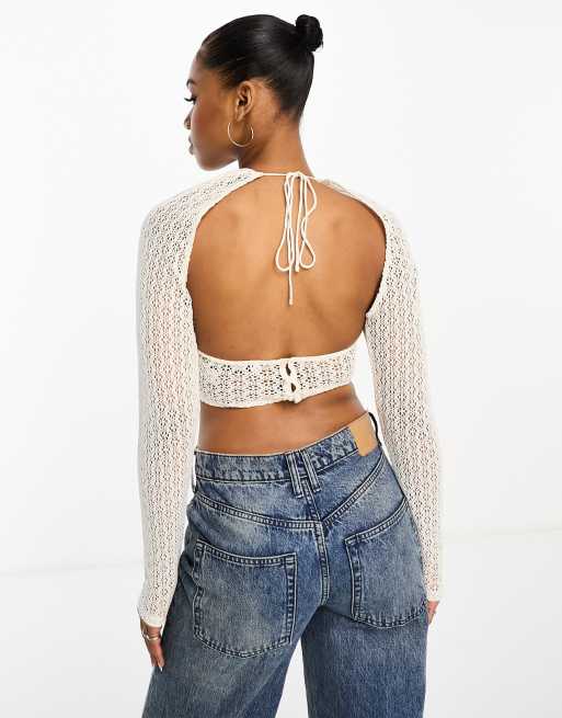 Stop The Music Tan Cropped Crochet Tank FINAL SALE