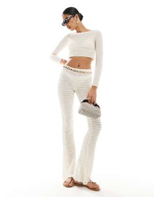 Bershka crochet top co-ord in ecru