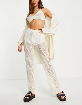 Bershka crochet trouser in cream