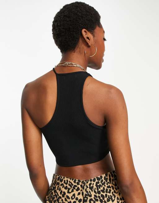 Bershka - Crop top asymétrique sans couture style années 90 - Noir, 2 de 4
