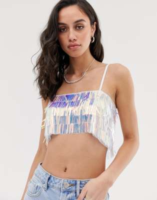 Bershka - Crop top irisé - Multicolore
