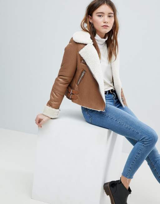 Bershka Cropped Aviator Jacket | ASOS