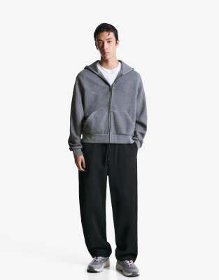 Bershka Cropped boxy fit zip-up sweatshirt in grey | ASOS