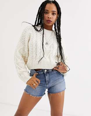 cropped cable knit sweater