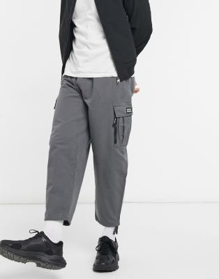 Bershka Cropped Cargo Pants In Gray-grey | ModeSens