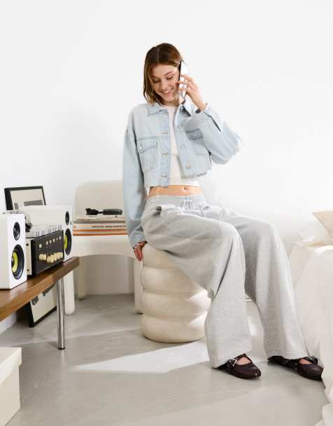 Bershka - Cropped denim jack in lichtblauw - view 1