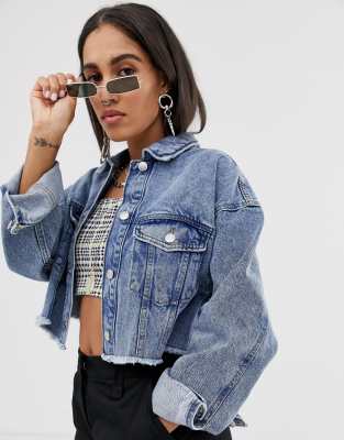 baggy cropped denim jacket