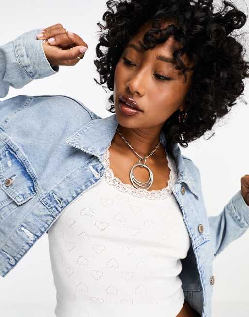 Bershka white hot sale denim jacket