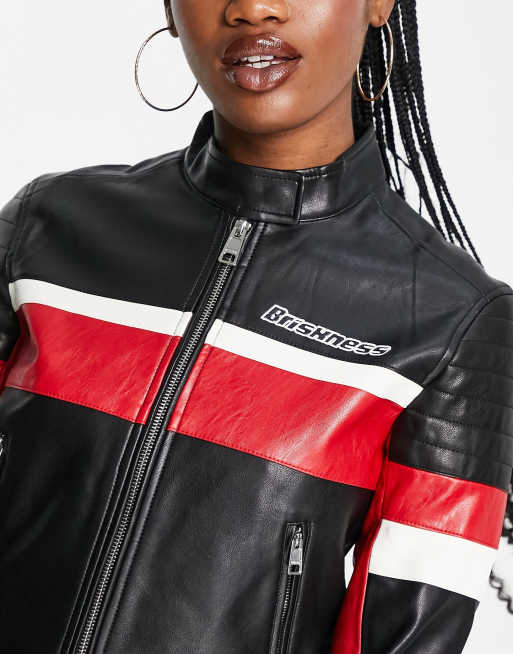 Cropped moto outlet jacket black