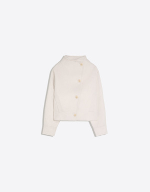 Bershka Cropped felt-effect wrap jacket in ecru