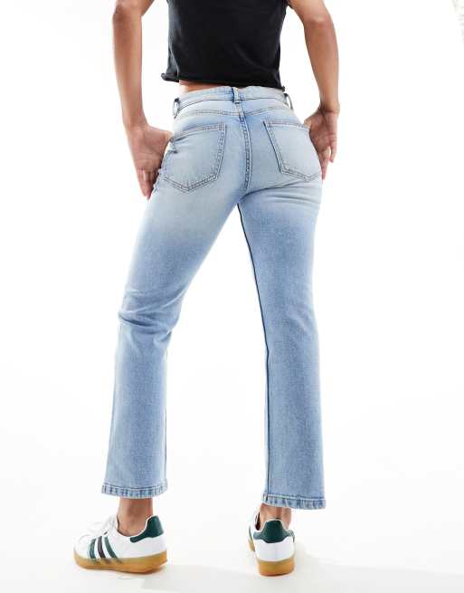 Bershka cropped flared jeans in mid blue ASOS