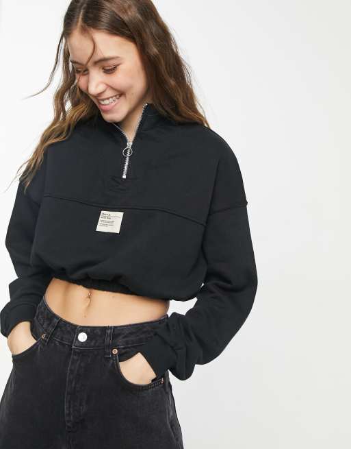 bershka crop top black