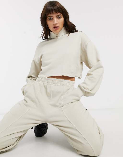 Bershka tracksuit in beige ASOS