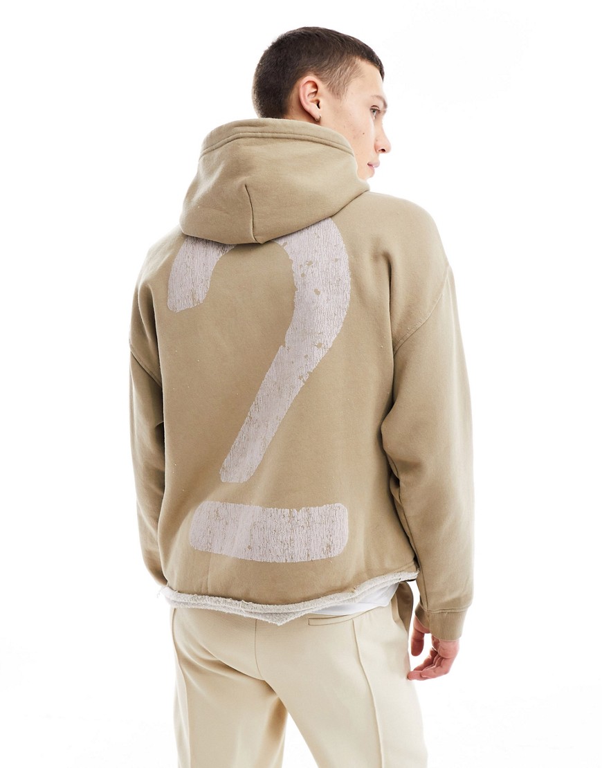 cropped hoodie in washed stone-Neutral